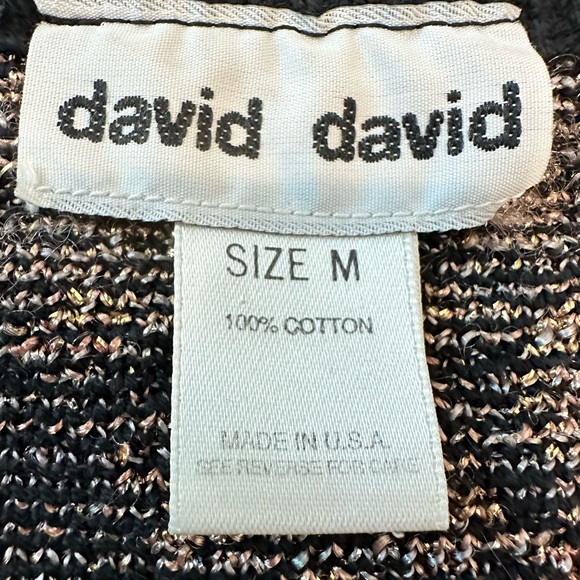 David David Vintage Metallic Cotton Sweater Rhinestones Size Medium - Picture 8 of 11